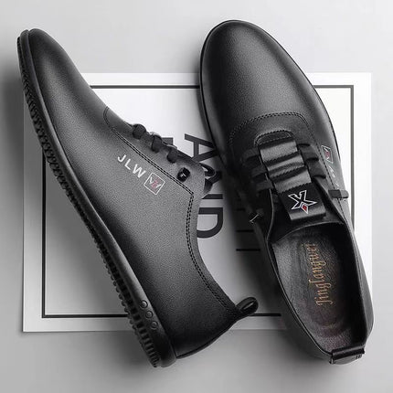 2025 new Joker men's leather shoes soft soft bottom business casual bean shoes work security dad shoes wholesale