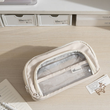Transparent pencil case ins Japanese large capacity junior high school boys and girls simple high-looking pencil case Office pencil case