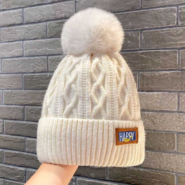 Women's Winter fleece-lined Warm Wool Hat Women's Winter Fashionable Fur Ball Knitted Hat Korean Style Fashionable All-match Thickened Cold-proof Hat