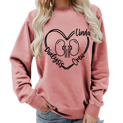 Foreign trade supply dialysis love printing round neck women's coat sweater foreign trade supply autumn and winter coat leisure