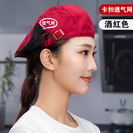 Catering work beret hot pot shop bakery coffee shop waiter breathable net cap oil smoke-proof chef cap