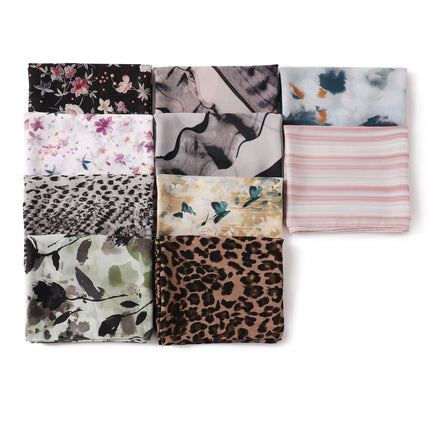 New foreign trade ink printing pearl chiffon scarf breathable soft leopard print floral wrap long towel 258-267