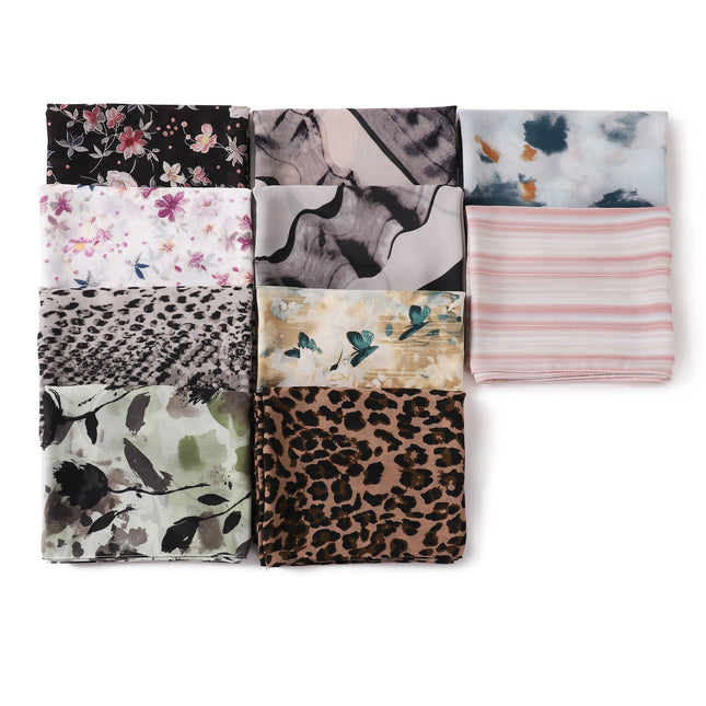 New foreign trade ink printing pearl chiffon scarf breathable soft leopard print floral wrap long towel 258-267