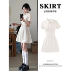 White polo collar dress / S