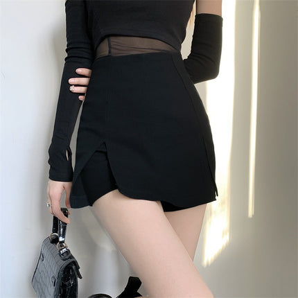 Waist Bag Hot Girl A- Line Skirt Culottes Women's Summer Half-length Sexy Hot Pants Style High Sweet Hot Hip Super Shorts Casual Split