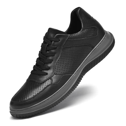 First-Layer Cowhide Men's Casual Leather Shoes, Comfortable Lace-Up Breathable Cross-Border Large Size Perforated Men's Shoes, Breathable Office Leather Shoes