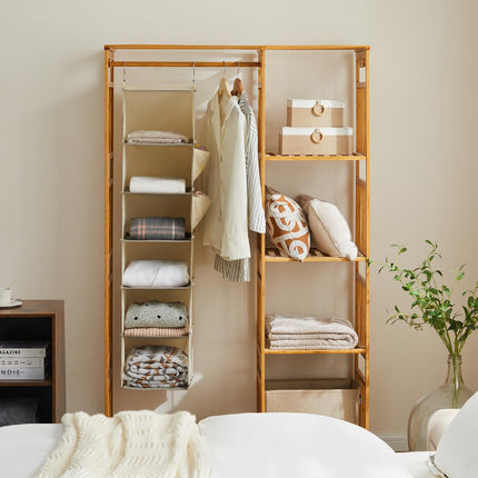 Foldable Metal Hook Velcro Bamboo Sheet Bearing Strong Multi-purpose Layered Wardrobe Finishing Storage Hanging Bag Wholesale
