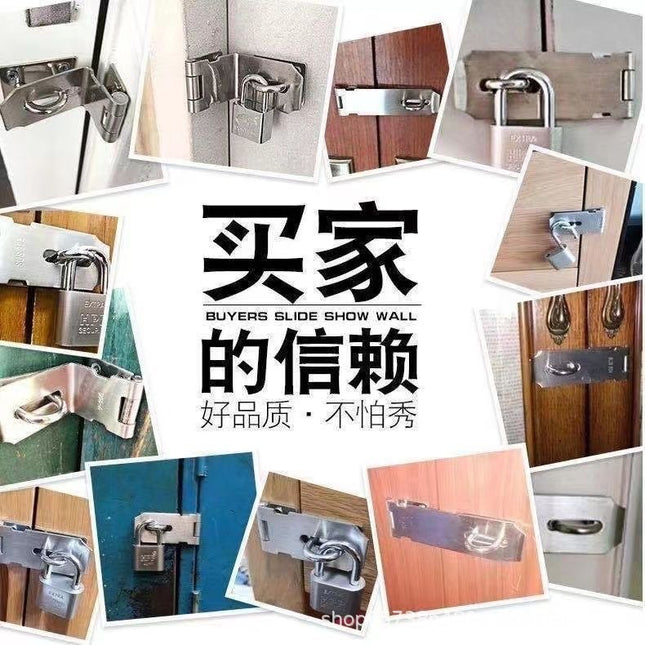 Stainless Steel Latch Lock Door Nose Wooden Door Surface-Mounted Bolt 90-Degree Right Angle Lock Plate Door Buckle Door Bolt Door Lock with Lock