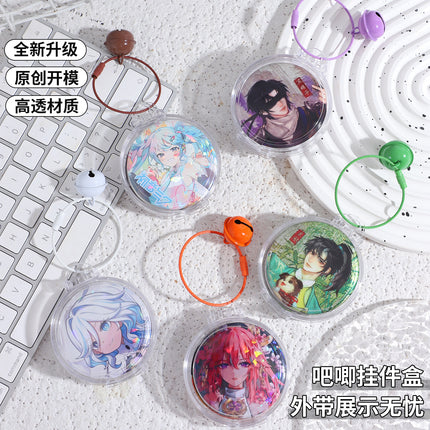 Round Badge Holder Box 58mm 75mm Badge Case Transparent Acrylic Portable Storage Box