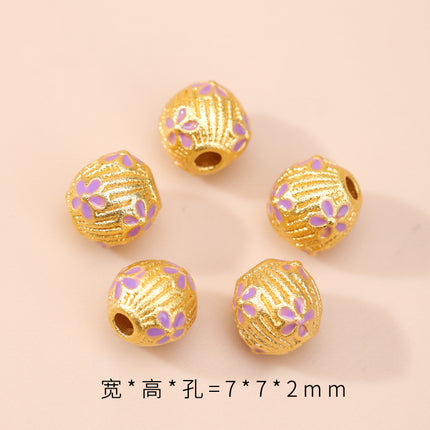 Cloisonné Hollow Beads Oil-Dropped Color-Preserving Copper-Plated Sand Gold DIY Burnt Blue Accessories Handmade Beaded Bracelet Jewelry Accessories