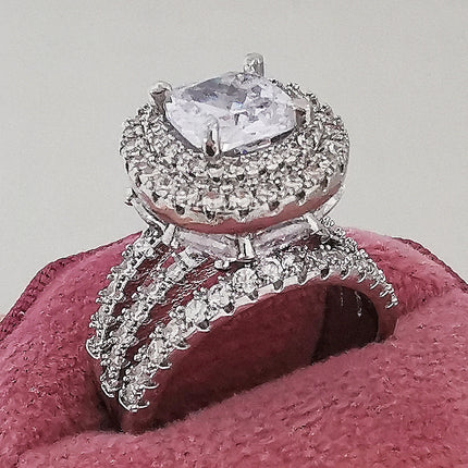 ebay AliExpress cross-border european and american fashion ring best selling square colored diamond ladies daily wedding r4898