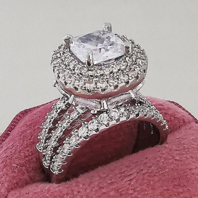 ebay AliExpress cross-border european and american fashion ring best selling square colored diamond ladies daily wedding r4898