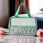 Mint green portable transparent bag-TRAVEL