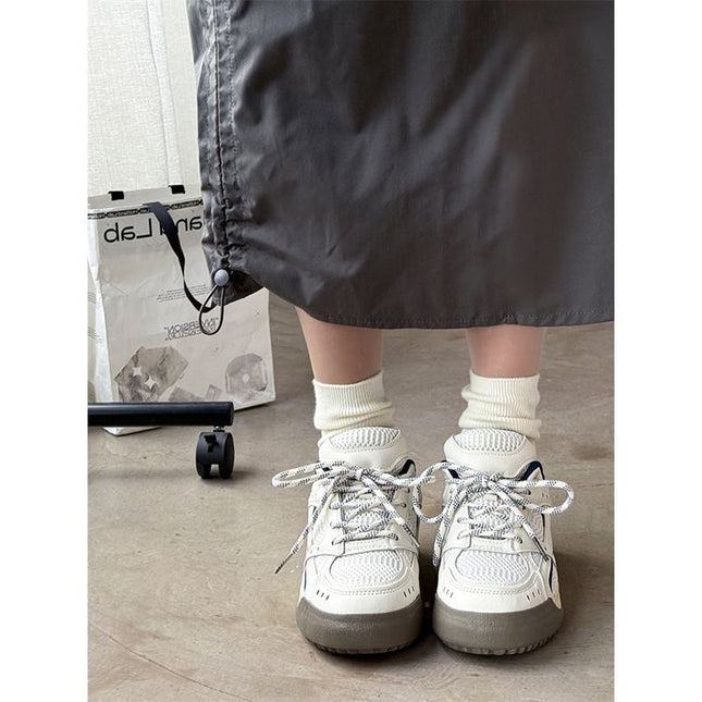 Lu Sanfan Breathable Mesh Sports Casual Shoes Women's Thick-Soled Student Versatile Super Hot Board Shoes 2025 New Shoes