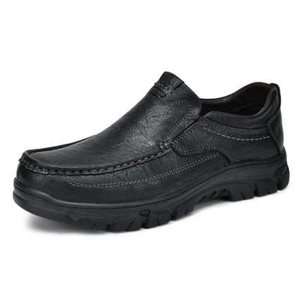 Leather Shoes Men's 2025 New Men's Casual Leather Shoes Genuine Leather Slip-on Outdoor Non-slip Thick Sole Middle-aged and Elderly Dad's Shoes