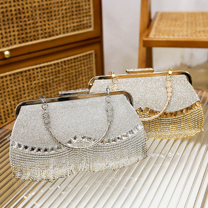 Cross-border Fashion Rhinestone Tassel Evening Bag Evening Bag Dress Banquet Bag