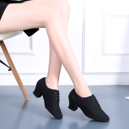 Dancing Shoes Women's Dancing Shoes Soft-soled Latin Dance Shoes Middle-heel Square Dance Teacher Shoes Adult Breathable Single-layer Shoes