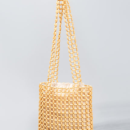 European and American Cross-Border Handmade Wooden Bead Woven Bags for Women Summer Niche Design Shoulder Bag Large Capacity Commuter Bag for Women