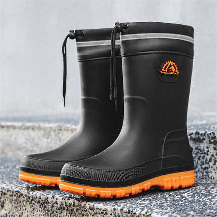 New Men's Waterproof Shoes, Rain Boots, Non-Slip Rain Boots, Mid-Calf Fashion Rubber Shoes, Korean Style Slip-Ons, Casual Wholesale Cross-Border