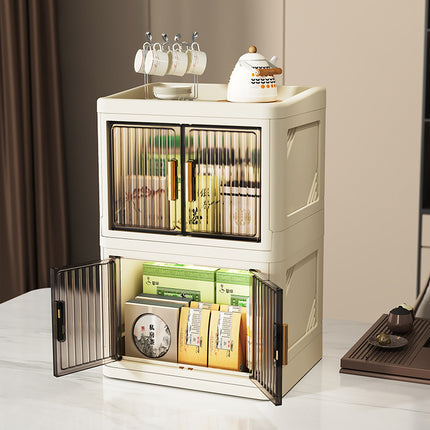 Cross-border Acrylic Folding Cosmetic Storage Box Multi-layer Double Door Desktop Dustproof Desk Storage Box