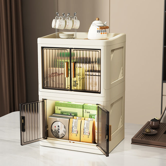 Cross-border Acrylic Folding Cosmetic Storage Box Multi-layer Double Door Desktop Dustproof Desk Storage Box