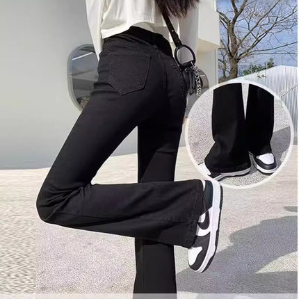 Black Stretch Micro-Flared Jeans for Women, Thin Summer 2025 New High-Waisted Slimming Pear-Shaped Body Horse Hoof Pants