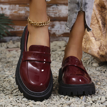 Foreign trade shoes 2024 winter new British style Joker thick bottom round head stone pattern pedal loafers wholesale