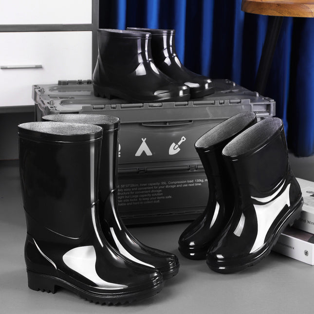 High-Top Men's Rain Boots for Foreign Trade, Thickened Long Rain Boots, Waterproof Outdoor Extra-High Non-Slip Fleece-Lined Warm Water Shoes