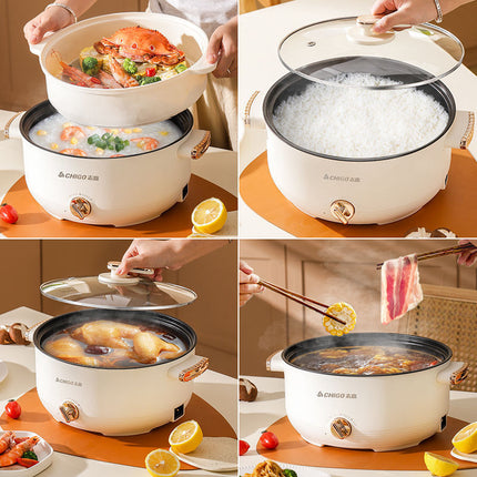 Chigo Electric Hot Pot Household Cooking Pot Frying Non-Stick Pot Dormitory Small Electric Pot Student Kitchen Electric Hot Pot Electric Cooking Pot
