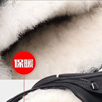 Cold-resistant warm cotton-padded shoes men's warm winter thickened fluff outdoor leather high-top one-piece Northeast snow boots non-slip