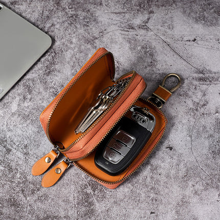 Cross-border Genuine Leather General Motors Key Case AliExpress wish Key Leather Case Double Zipper Men's Retro Waist Hanging