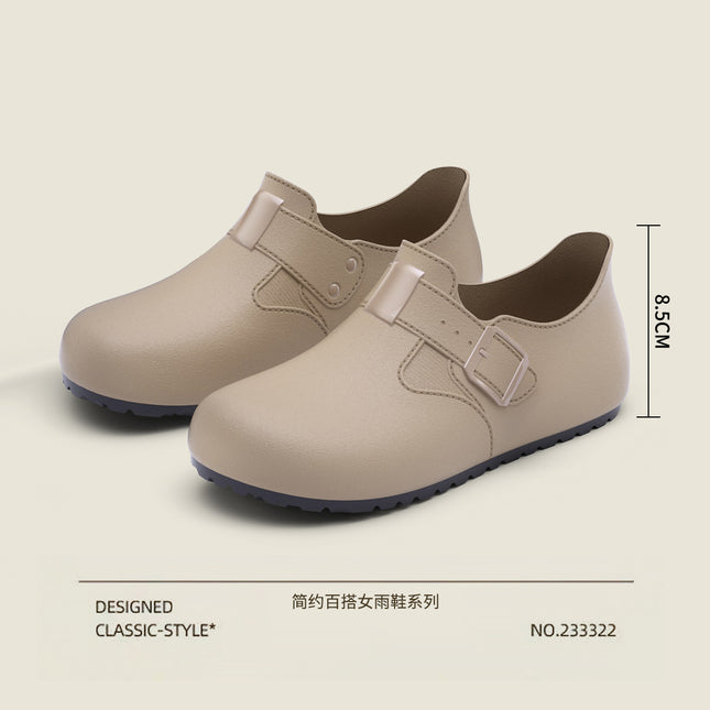 Spring and Summer Flat Low-Top Lazy Water Shoes for Women, Birkenstock Rain Shoes, Stain-Resistant, Easy to Clean, Waterproof Work Shoes for Women