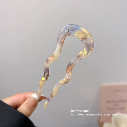 Cross-border Explosions 12.5cm High-grade Acetic Acid U-shaped Hairpin Female Hair Hairpin Back Head Ball Head Disc Hair Headwear Hairpin