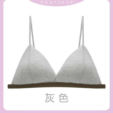 Contrasting Color Simple Style Beautiful Back Nearby Girl's Non-marking Triangle Cup Thin Strapless Non-rimmed Bra Sexy Bra