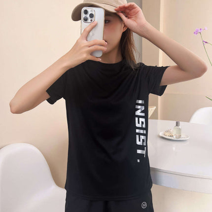Summer Women's Sports Suit Thin Sweat-Absorbent Quick-Drying Ice Silk Breathable Casual Loose Casual Home Sports Shorts
