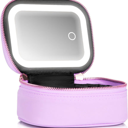 New Cosmetic Bag Led Light Mini with Mirror Rechargeable Portable Travel Cosmetic Storage Bag Small and Exquisite