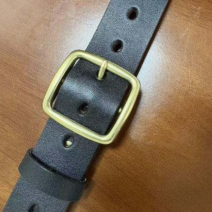 Men's Leather Belt with Pin Buckle, Natural Color, 100% Genuine Leather, First-Grade Cowhide, Without Buckle Head