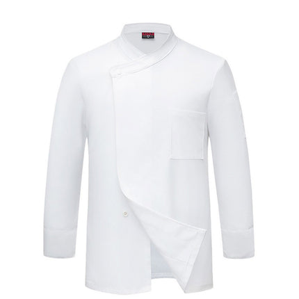 Pure white kitchen chef overalls men's long sleeve hotel executive chef restaurant baking cake shop