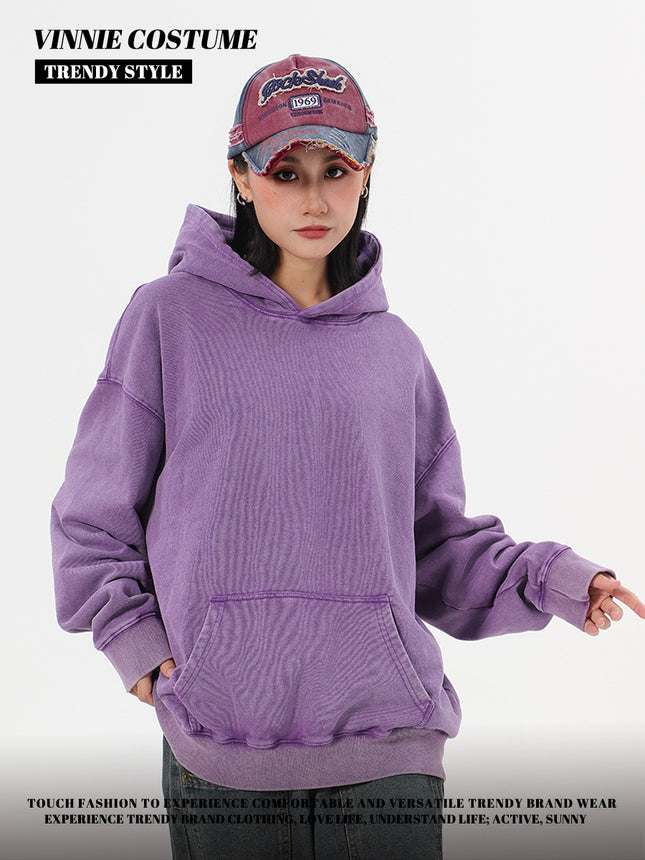 Tide brand American heavyweight 400g big terry hooded vests women's autumn and winter washing old casual Joker lovers vests