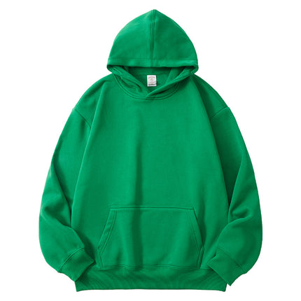 2025 Autumn/Winter 1334 Style Loose Casual 350g Fleece Solid Color Fleece-Lined Thick Pullover Hoodie
