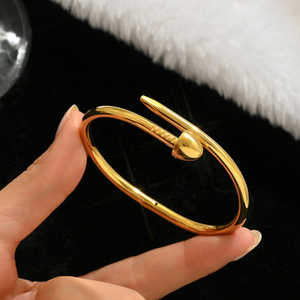 Titanium Steel Bracelet Does Not Fade, Diamond-Encrusted Real Gold Electroplated 18K Gold Stainless Steel Bracelet Douyin Cross-Border Same Style