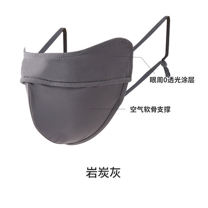 Summer Uv Protection Sunscreen Mask Facekini for Women, Full-Face Sunshade Breathable Black Rubber Brim Contouring Sunscreen Mask
