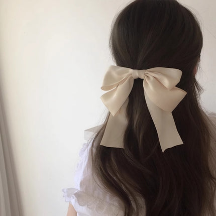 Bow hairpin new black fabric headdress spring clip French high-end head clip jewelry hair clip