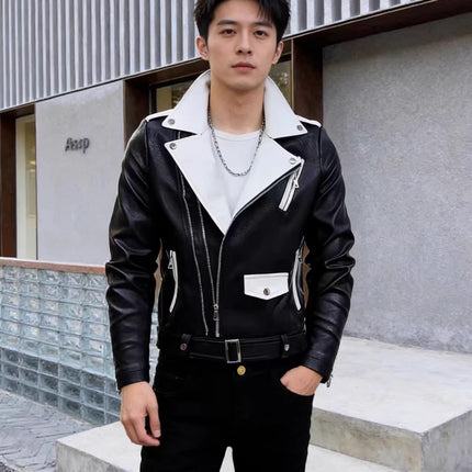 2025 New Handsome Leather Jacket Men's Spring and Autumn New Trendy Korean Leather Casual Baseball Uniform Motorcycle Jacket