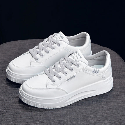 2026 Hot-Selling Spring and Autumn Lightweight White Sneakers with Leather Surface, Height-Increasing Soft Sole, Breathable Thick-Soled Sports Casual Shoes for Women