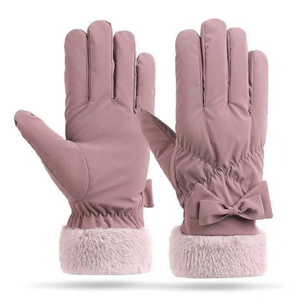 Winter Warm Women's Gloves, Touch Screen Compatible, Fleece-Lined, Thickened, Waterproof, Non-Slip, Cold-Resistant, Suitable for Cycling, Students, Skiing, Simple and Versatile