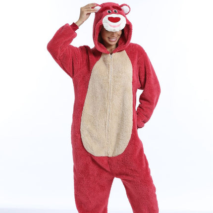 Coffee Cat Strawberry Bear Cartoon Cute Jumpsuit for Outer Wear Home Suit for Couples Parent-Child
