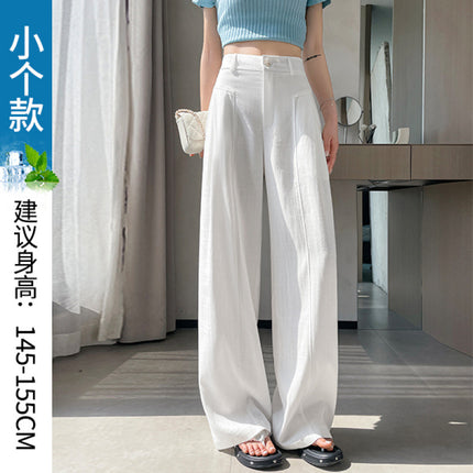 White Wide-Leg Pants for Women 2025 Spring and Summer New High-Waisted Loose Draped Casual Pants High-End Lazy Style Cotton and Linen Pants