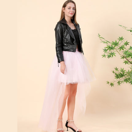 Amazon Amazon's Popular Swallowtail Mesh Skirt European and American Sexy Black Mesh Short Front and Long Back Puffy Skirt