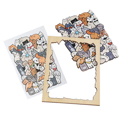 Wooden Children's Animal Puzzle Puzzle Toy 50 Cats and Dogs Panda Animals Pile Le Cartoon Picture Ornaments